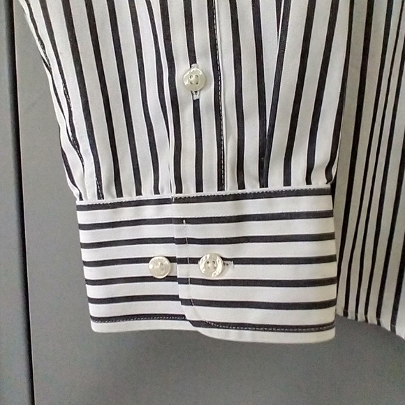 Chaps Classics White with Black stripes button down - Picture 2 of 5